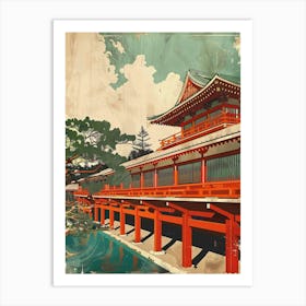 Shuri Castle Japan Mid Century Modern Art Print