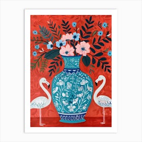 Flamingos In Vase 1 Art Print