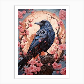 Crow In Blossom Art Print