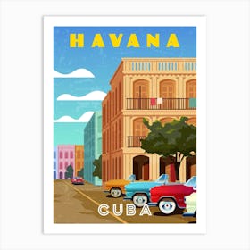 Havana, Cuba — Retro travel minimalist poster Art Print