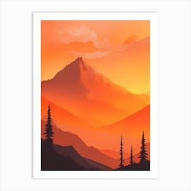 Misty Mountains Vertical Composition In Orange Tone 327 Art Print