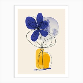 Blue Flower In A Vase Art Print