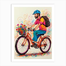 Man On A Bike Art Print