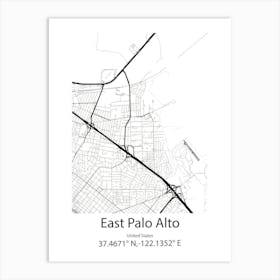 East Palo Alto,United States Minimalist Map Art Print