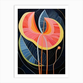 Flamingo Flower Anthurium 2 Hilma Af Klint Inspired Flower Illustration Art Print