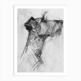 Irish Terrier Dog Charcoal Line 4 Art Print