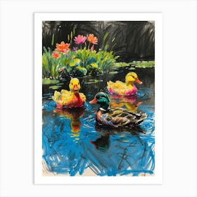 Ducks In The Pond 3 Art Print