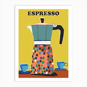 Espresso Machine Coffee Colours Kitchen Art Print