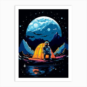 Astronaut camping On The Moon Art Print