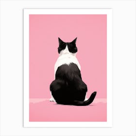 Cat Sitting On Pink Wall Art Print