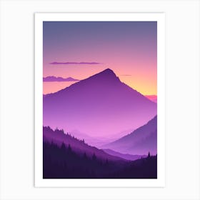 Misty Mountains Vertical Composition In Purple Tone 52 Art Print