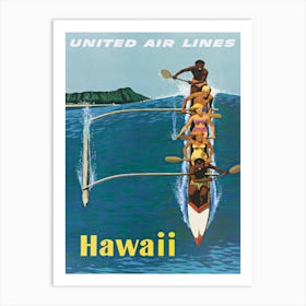 Hawaii Outrigger Vintage Travel Poster Art Print