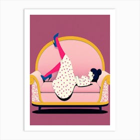 Girl Laying On A Couch 3 Art Print