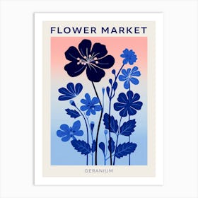 Blue Flower Market Poster Geranium 4 Art Print