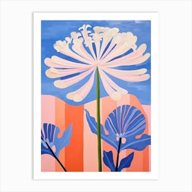 Agapanthus 3 Hilma Af Klint Inspired Pastel Flower Painting Art Print