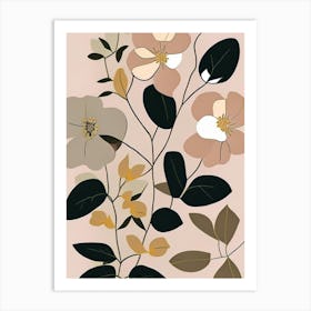 California Wild Rose Wildflower Modern Muted Colours 1 Art Print