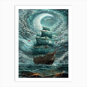 Ship In The Night Sky 1 Art Print