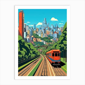 Rio De Janeiro, Brazil, Flat Illustration 2 Art Print