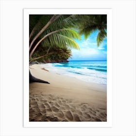 Beach With Palm Trees Art Print