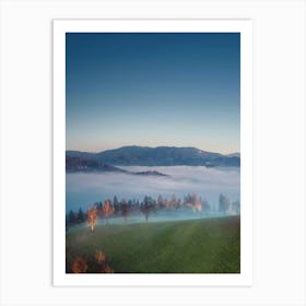 Foggy Morning In The Mountains Art Print