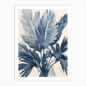 Blue Palm Leaves Art Print