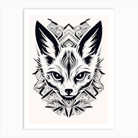 Linocut Fox Abstract Line Illustration 16 Art Print