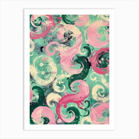 Pink And Green Swirls 1 Art Print