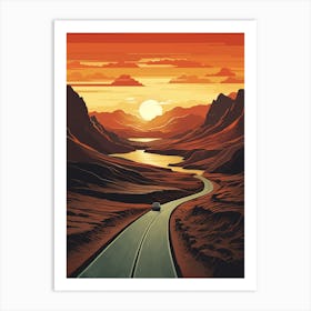 Fimmvorduhals Pass Iceland 1 Vintage Travel Illustration Art Print