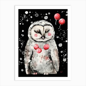 Owl With Balloons Art Print