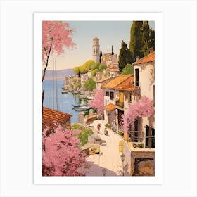 Fethiye Turkey 2 Vintage Pink Travel Illustration Art Print