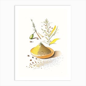 Mustard Seed Spices And Herbs Pencil Illustration 5 Art Print