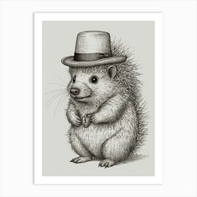 Hedgehog In Hat 1 Art Print