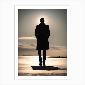 Silhouette Of A Man Walking Art Print