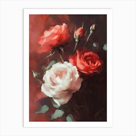 Bouquet Of Roses With Oil Painting Style Art Print