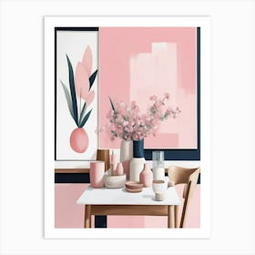 Pink And White Art Print