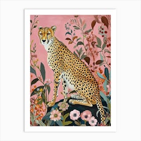 Floral Animal Painting Cheetah 3 Art Print
