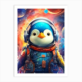 Penguin In Space Art Print