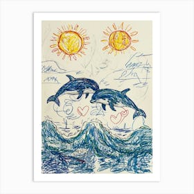 Dolphins In The Sea Art Print