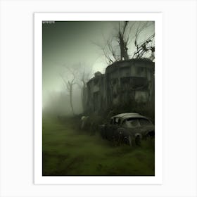 Abandoned House In The Fog Art Print