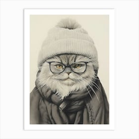 Persian Cat With Glasses Art Print