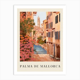 Palma De Mallorca Spain 4 Vintage Pink Travel Illustration Poster Art Print