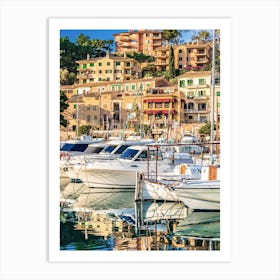 Puerto de Soller, Idyllic harbour view of Mallorca Spain, Balearic islands Art Print