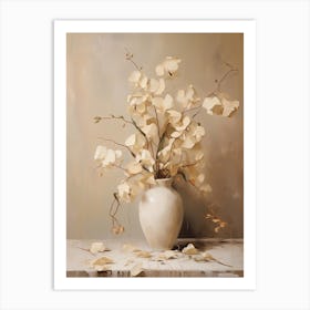 Sweet Pea, Autumn Fall Flowers Sitting In A White Vase, Farmhouse Style 2 Art Print