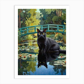 Cat In Pond Art Print