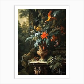 Baroque Floral Still Life Bird Of Paradise 2 Art Print