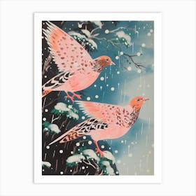 Vintage Japanese Inspired Bird Print Partridge 4 Art Print