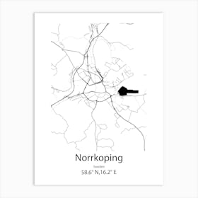 Norrkoping,Sweden Minimalist Map Art Print