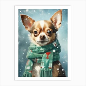 A Chihuahua Smilling And Wearing A Christmas Art Print