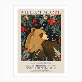 William Morris Prints Brown Bear Christmas Gift Winter Vintage Art Print