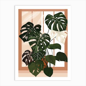 Monstera Plant In The Window Art Print